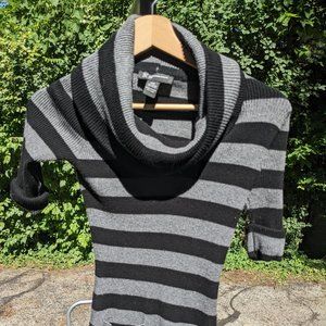 Gray and black striped sweater tunic